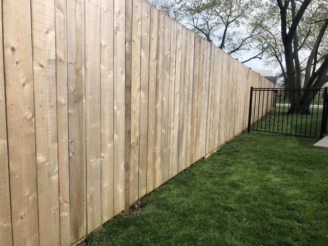 Pressure treated stockade store fence